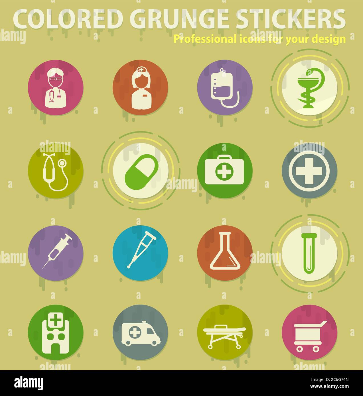 Medical colored grunge icons Stock Vector Image & Art - Alamy