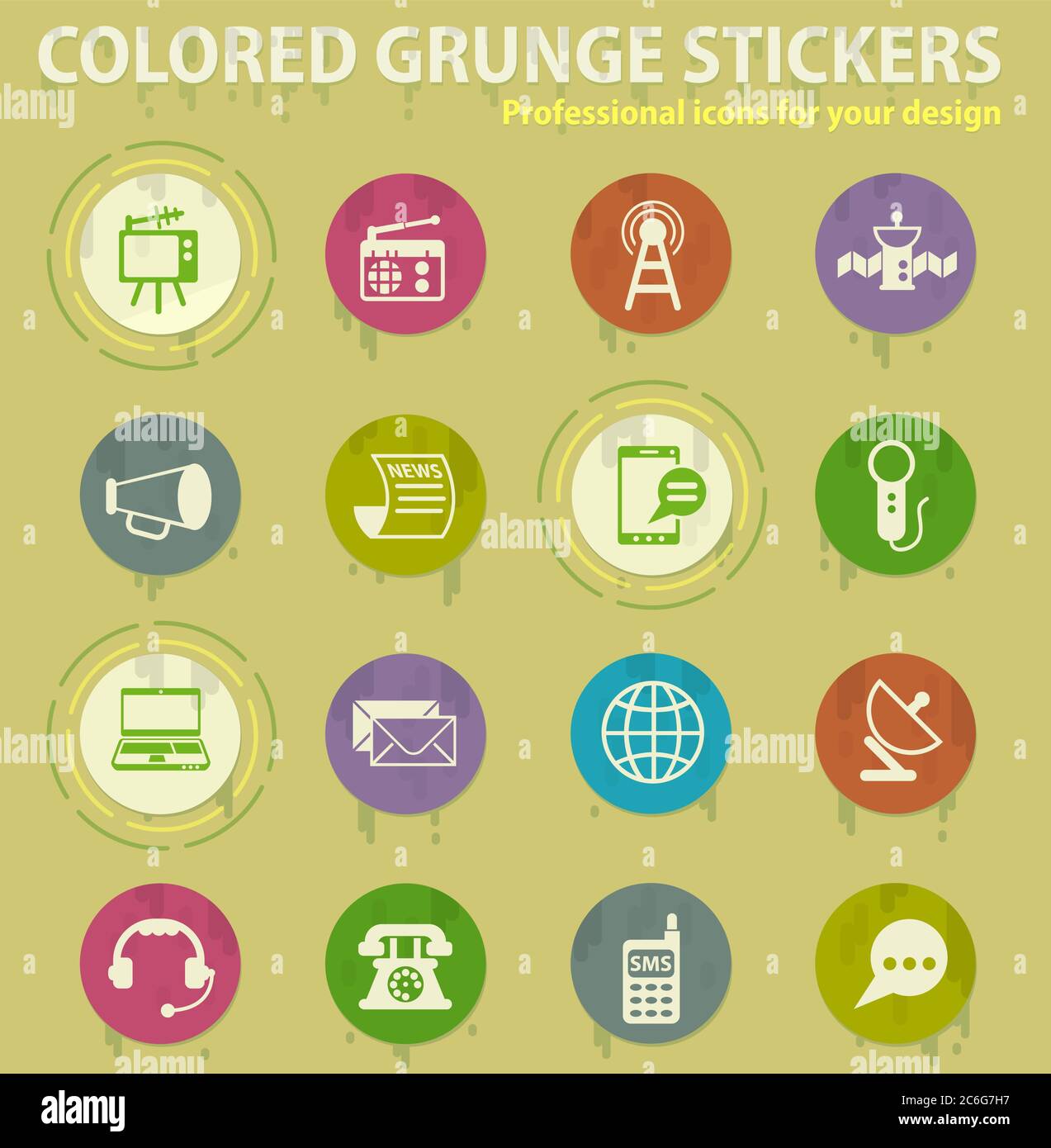 media colored grunge icons Stock Vector