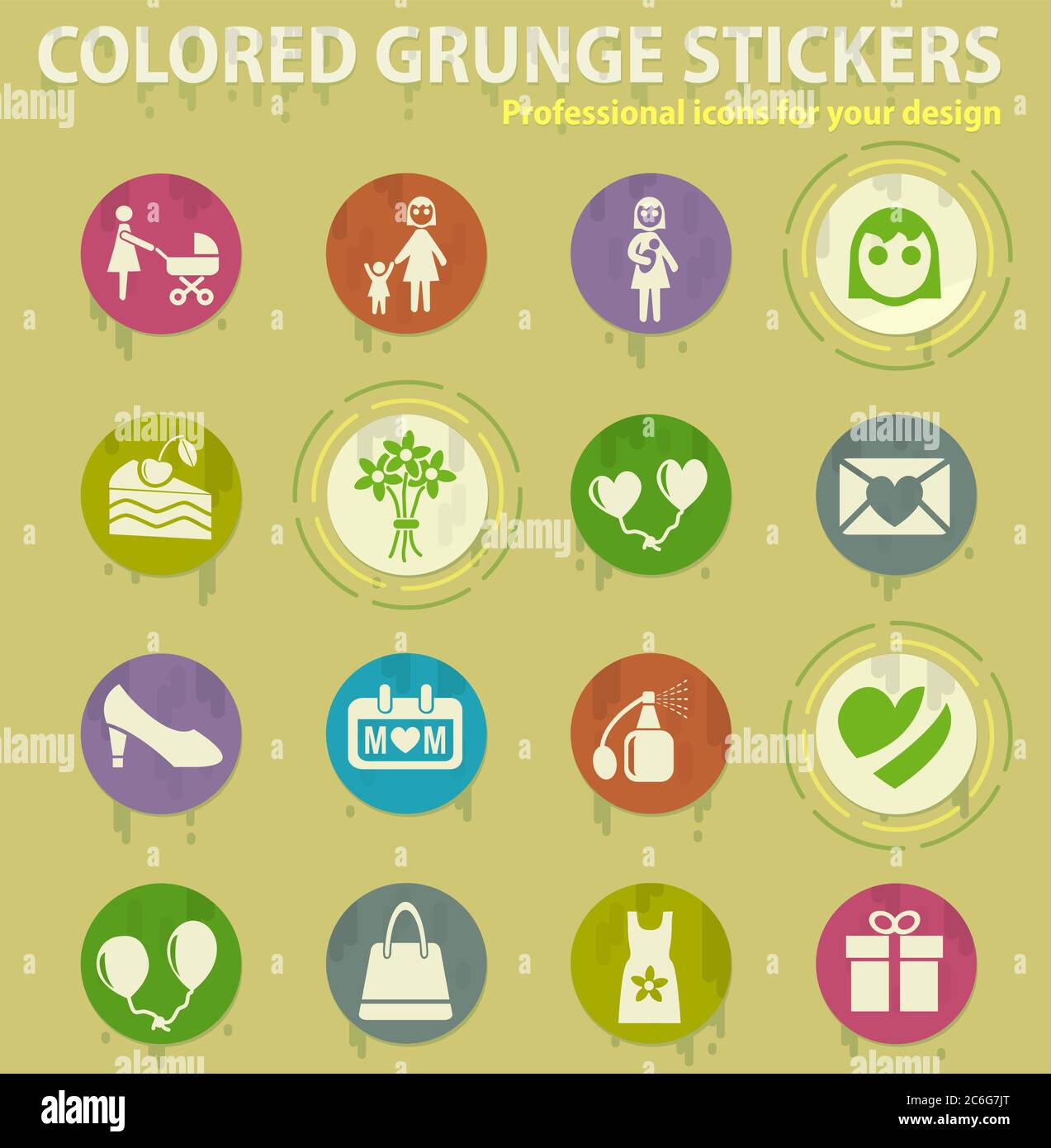 mohter day colored grunge icons Stock Vector Image & Art - Alamy