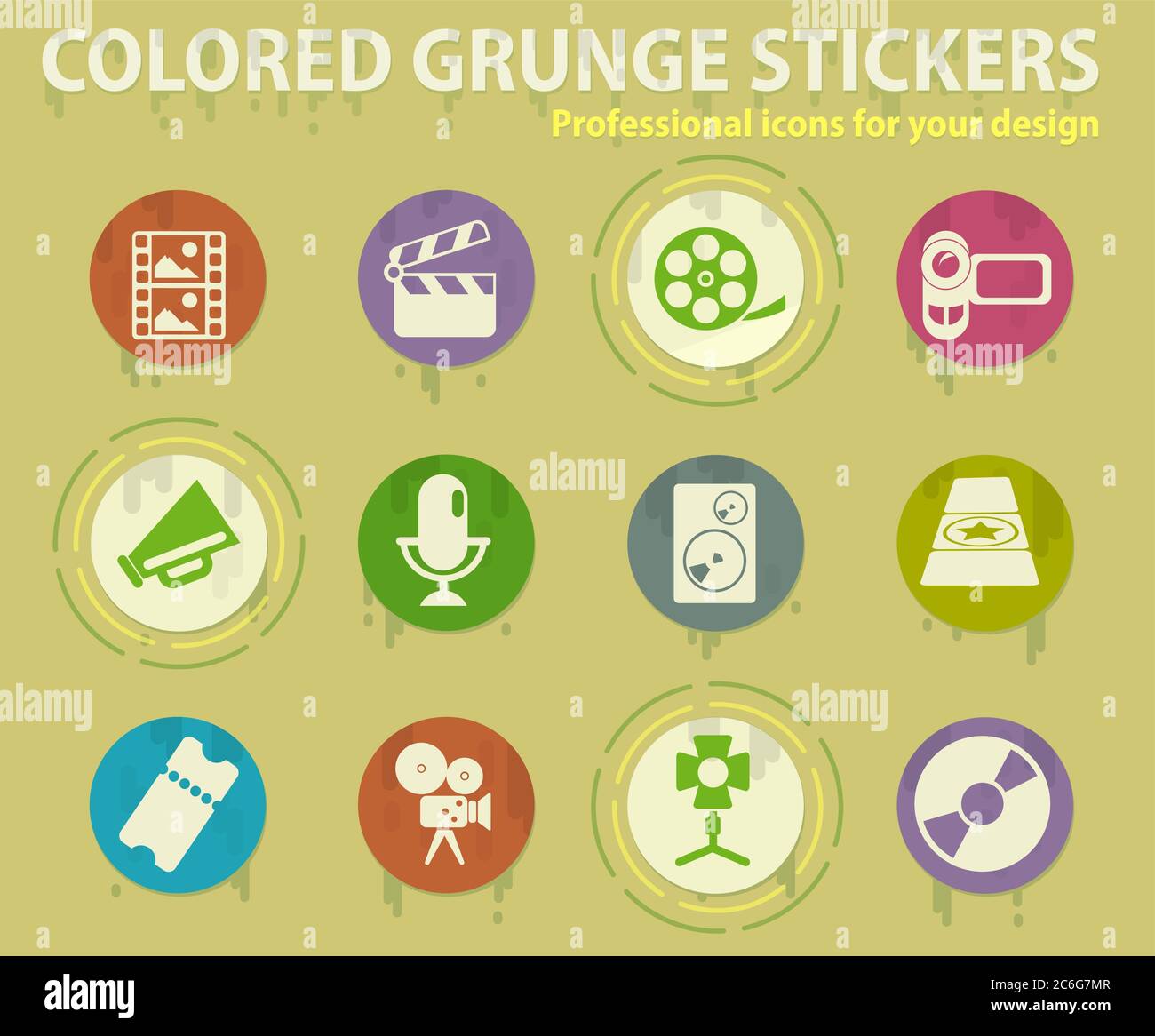 Film Industry colored grunge icons Stock Vector Image & Art - Alamy