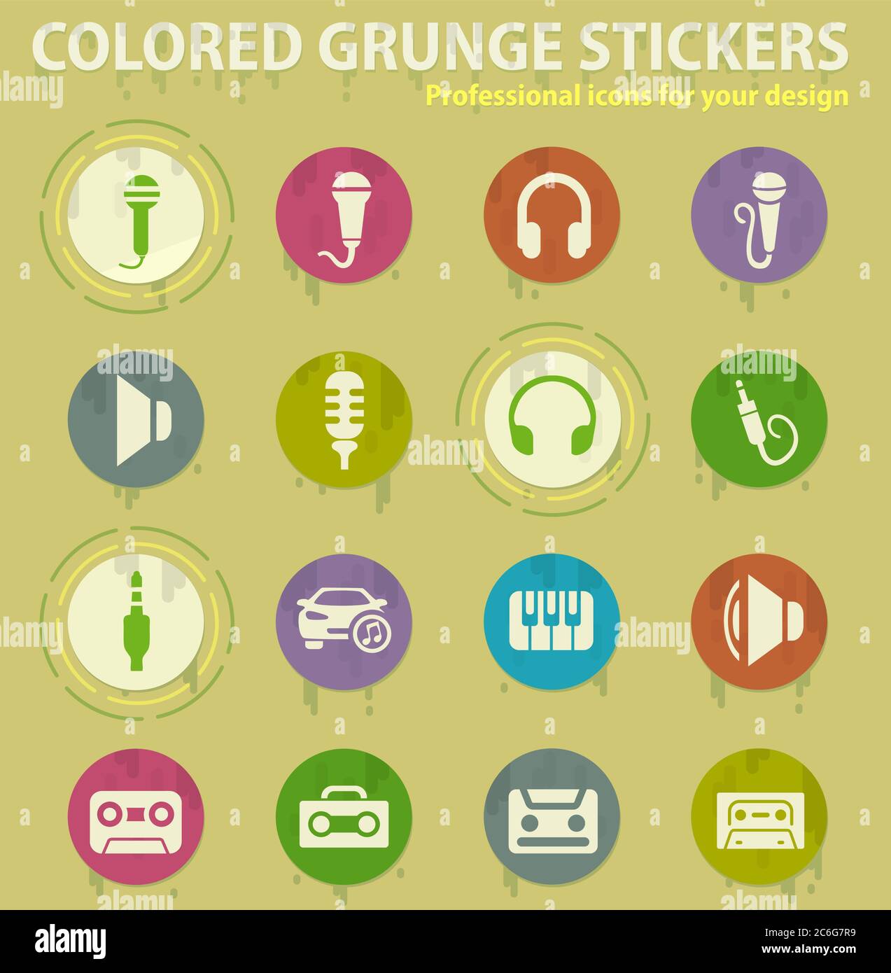 musical colored grunge icons Stock Vector