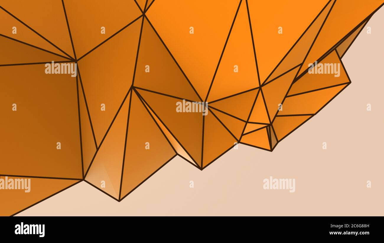Orange abstract modern crystal background. Polygon, Line, Triangle ...