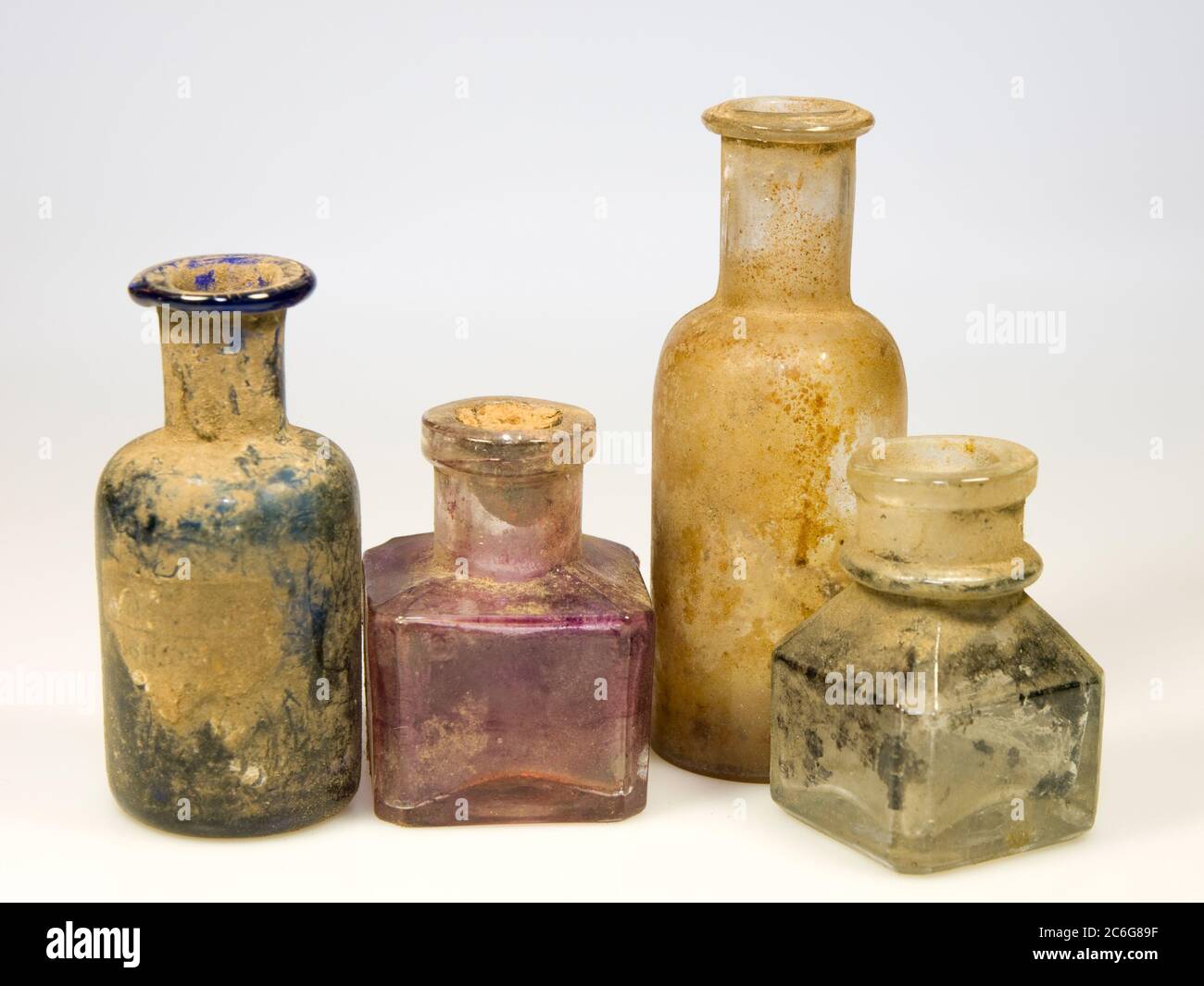Odl styled dirty glass bottles Stock Photo