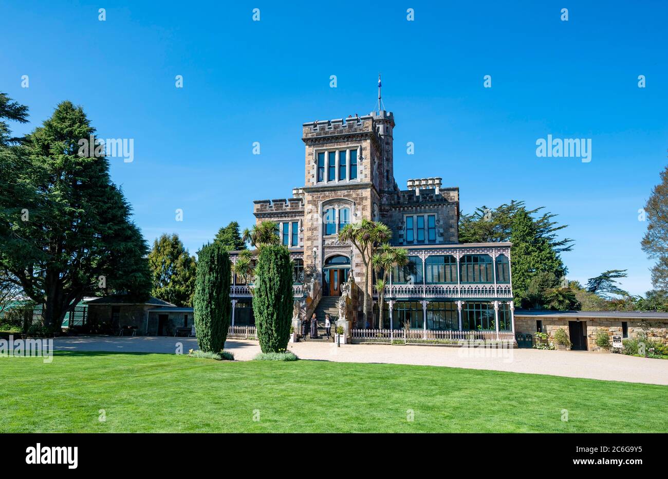 Larnach Castle, park and castle, Dunedin, Otago Peninsula, Southland, New Zealand Stock Photo