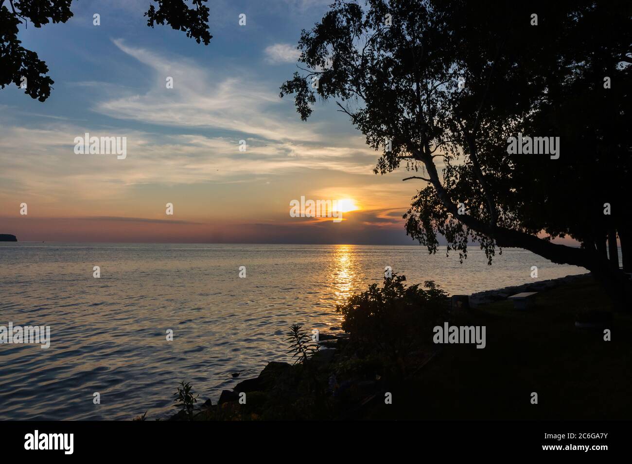 Sunset Over Lake Michigan Stock Photo - Alamy
