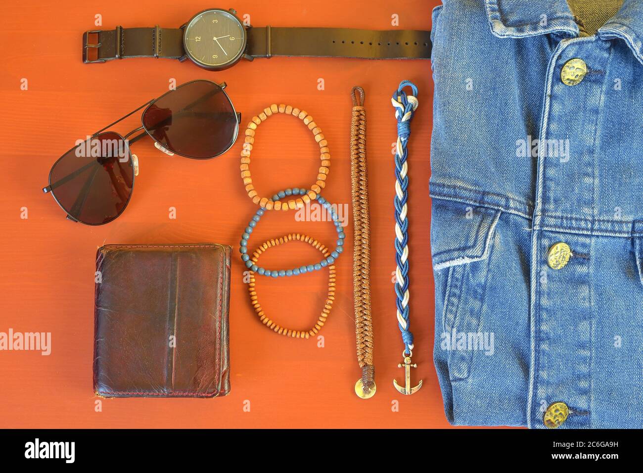 Top view of men accessories. Hipster or modern man concept