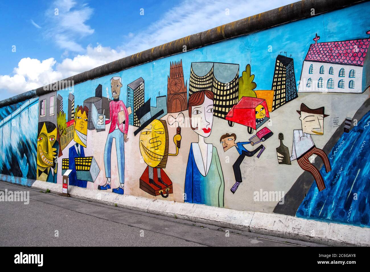 Berlin, Germany,06/14/2020: Berlin Wall Painting by Pop Art artist Jim Avignon who painted the East Side Gallery of the Berlin Wall in 1990 Stock Photo