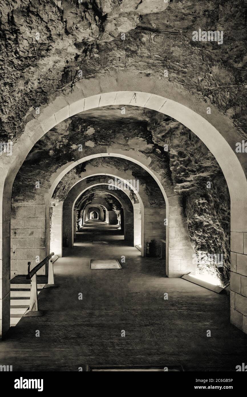 The underground Tunnel like structure of the Serapeum in Saqqara Stock Photo