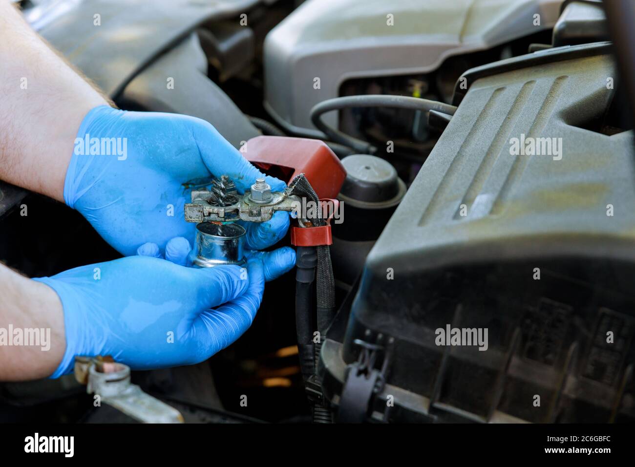 Repair and replacement of battery hires stock photography and images