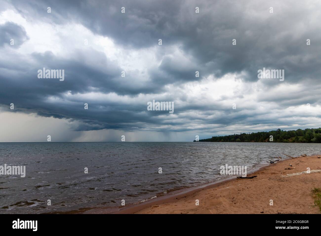 Supercell Thunderstorm Over Lake Superior Stock Photo