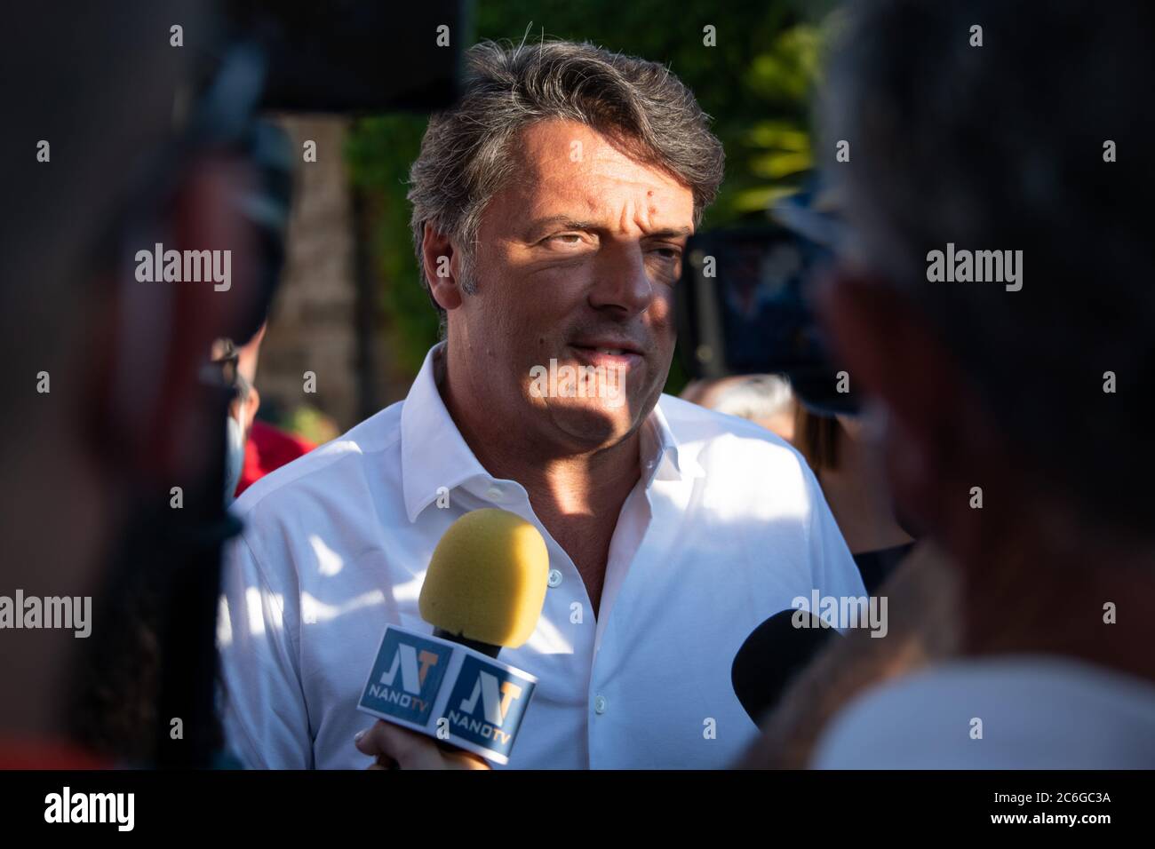 Caserta, Italy. 09th July, 2020. The leader of 'Italia Viva' Matteo Renzi arrives in Caserta to support the candidate Nicola Caputo in the next regional elections.He also speaks about his latest book 'La mossa del cavallo'. In the picture: Matteo Renzi (Photo by Gennaro Buco/Pacific Press) Credit: Pacific Press Agency/Alamy Live News Stock Photo