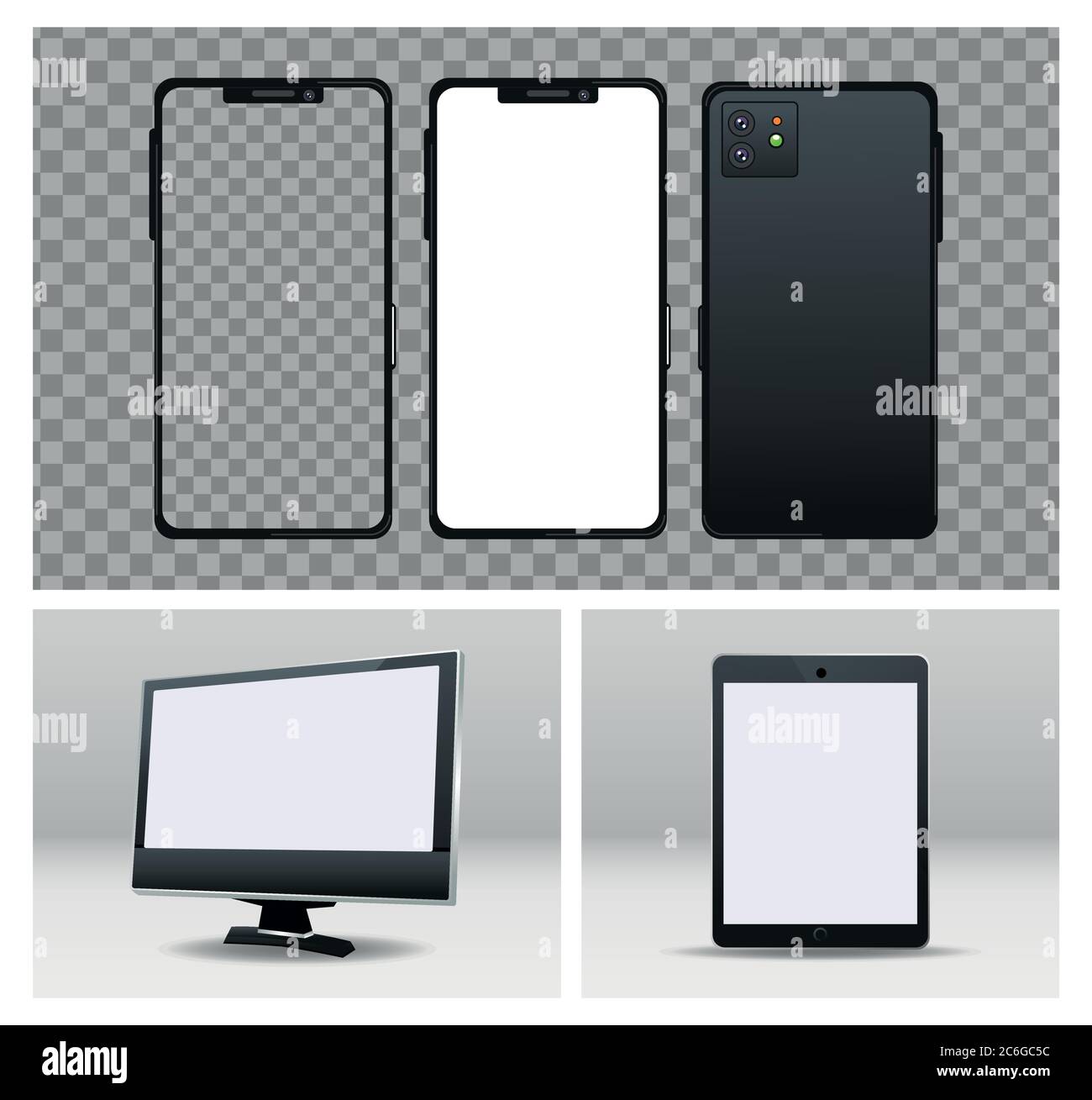 smartphones with desktop and tablet devices technology digital vector illustration design Stock Vector