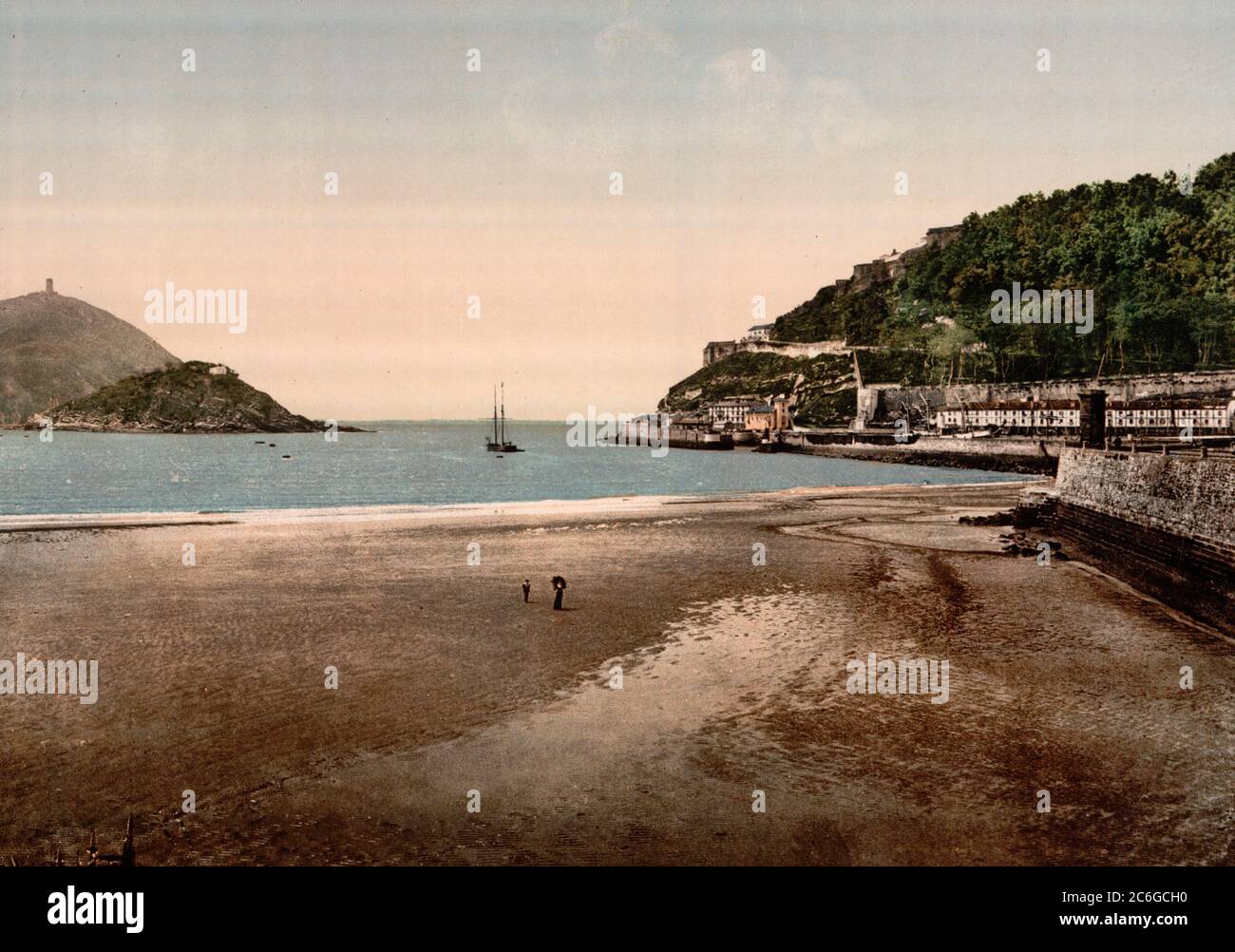 The harbor, San Sebastian, Spain, circa 1900 Stock Photo