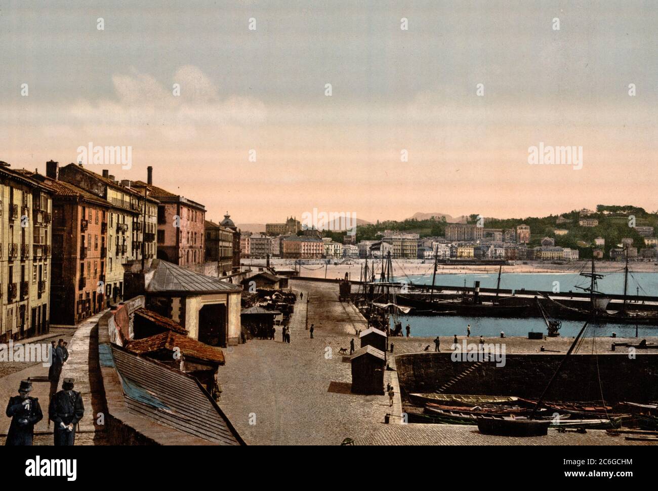 Harbor, San Sebastian, Spain, circa 1900 Stock Photo