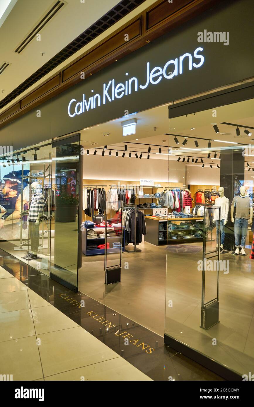 BERLIN, GERMANY - CIRCA SEPTEMBER, 2019: entrance to Calvin Klein Jeans store in Mall of Berlin. Stock Photo