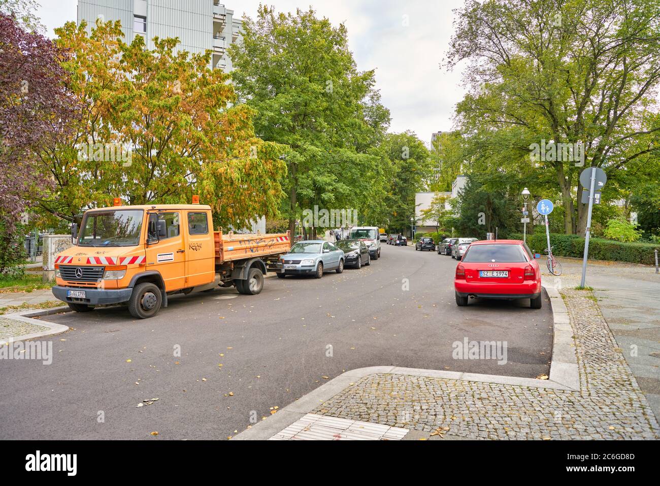 BERLIN, GERMANY - CIRCA SEPTEMBER, 2019: street level view of a road in Berlin in the daytime. Stock Photo