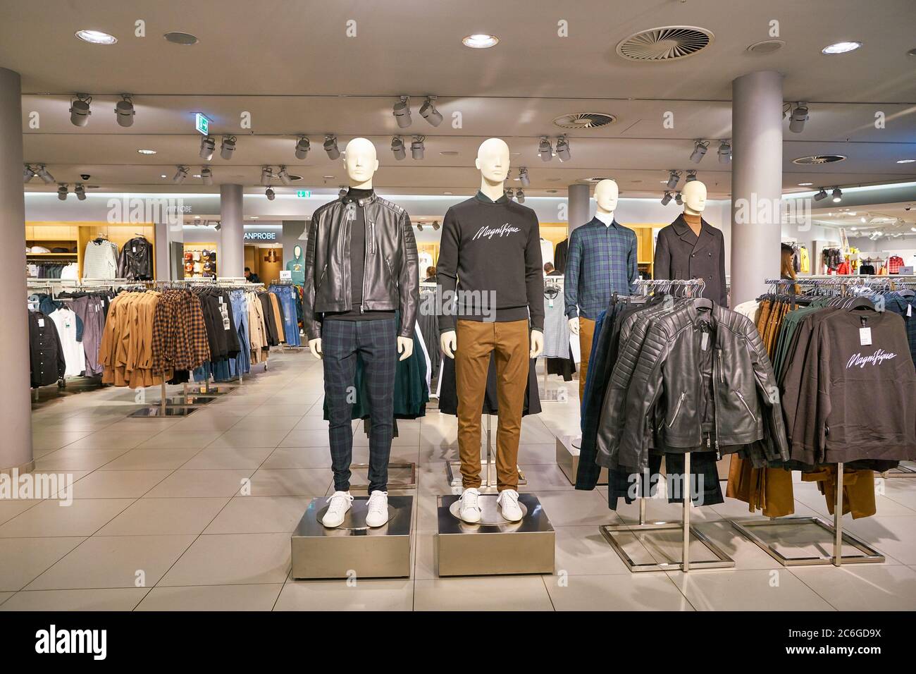 BERLIN, GERMANY - CIRCA SEPTEMBER, 2019: interior shot of H&M store in Berlin. Stock Photo