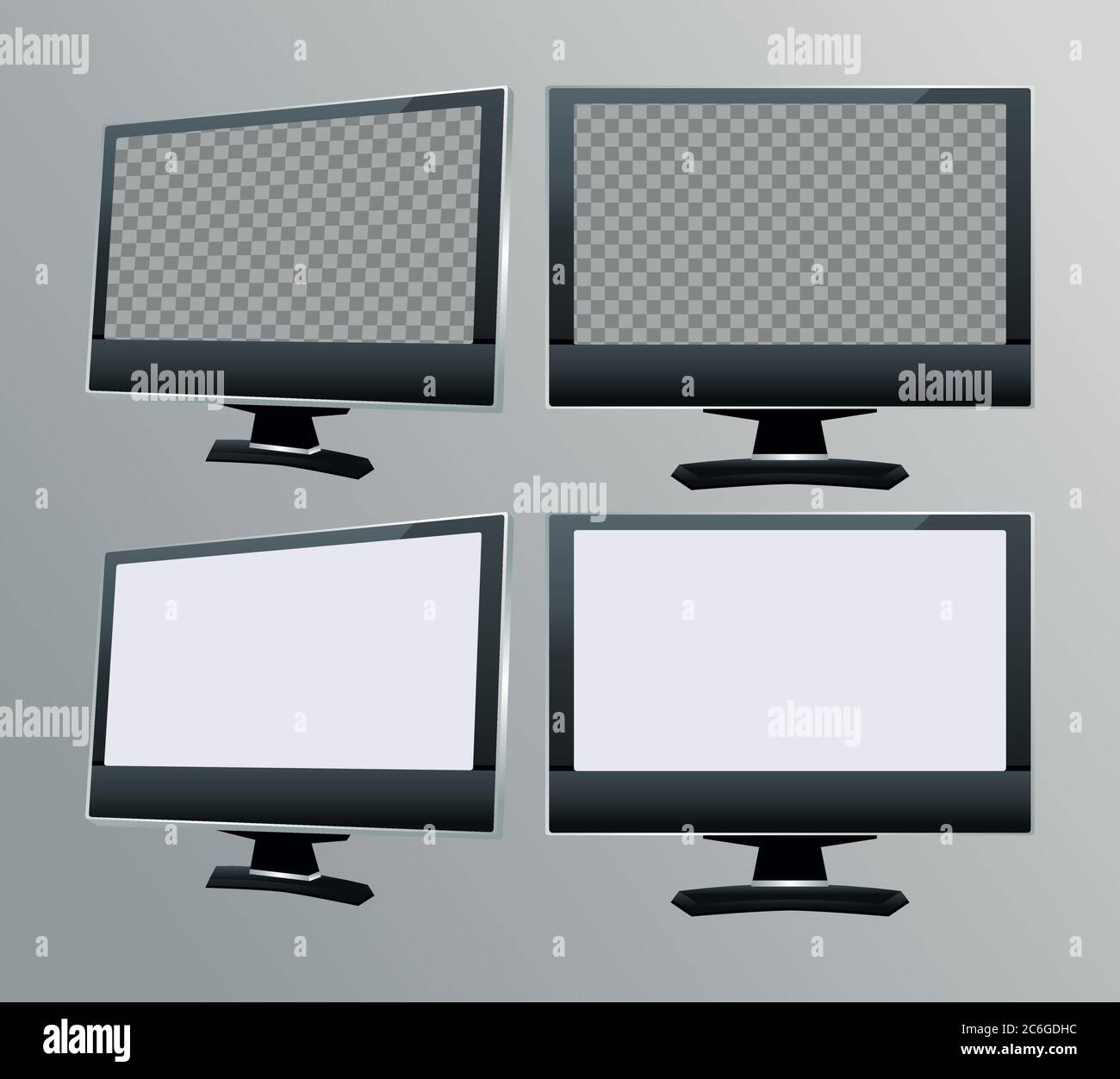desktops computers monitors devices digital vector illustration design