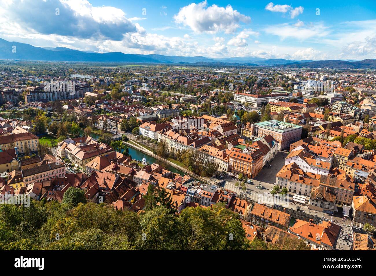 Aerial top view slovenian river hi-res stock photography and images - Alamy