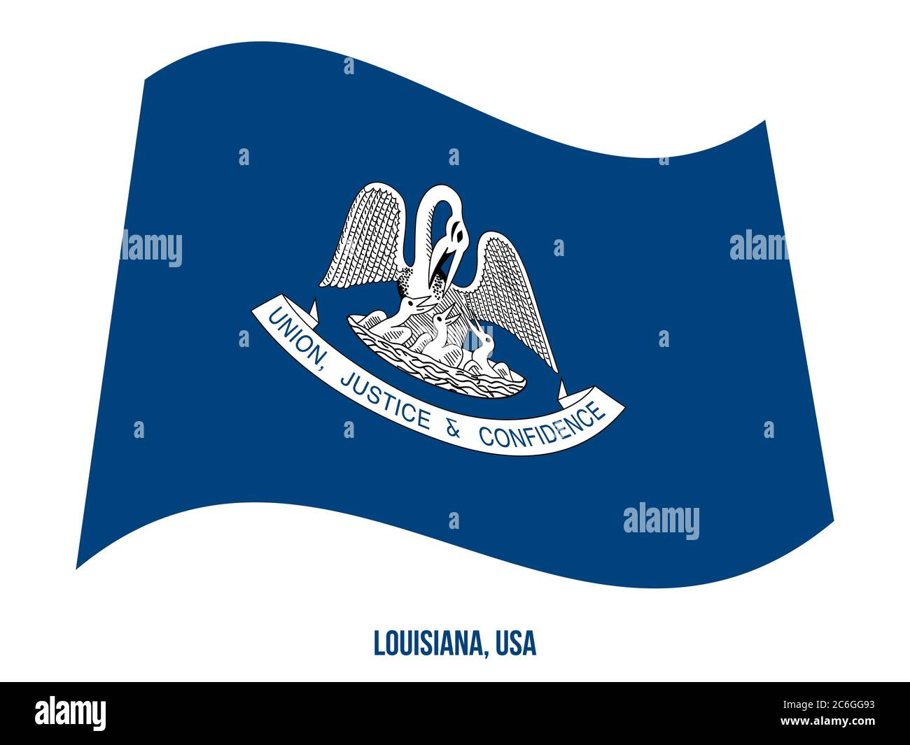 Louisiana (USA State) Flag Waving Vector Illustration on White