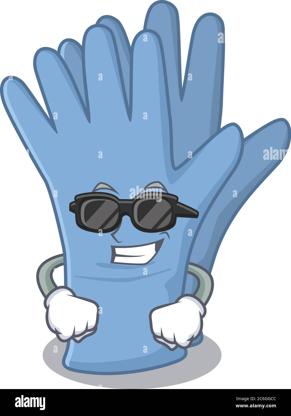 cartoon character of medical gloves wearing classy black glasses Stock