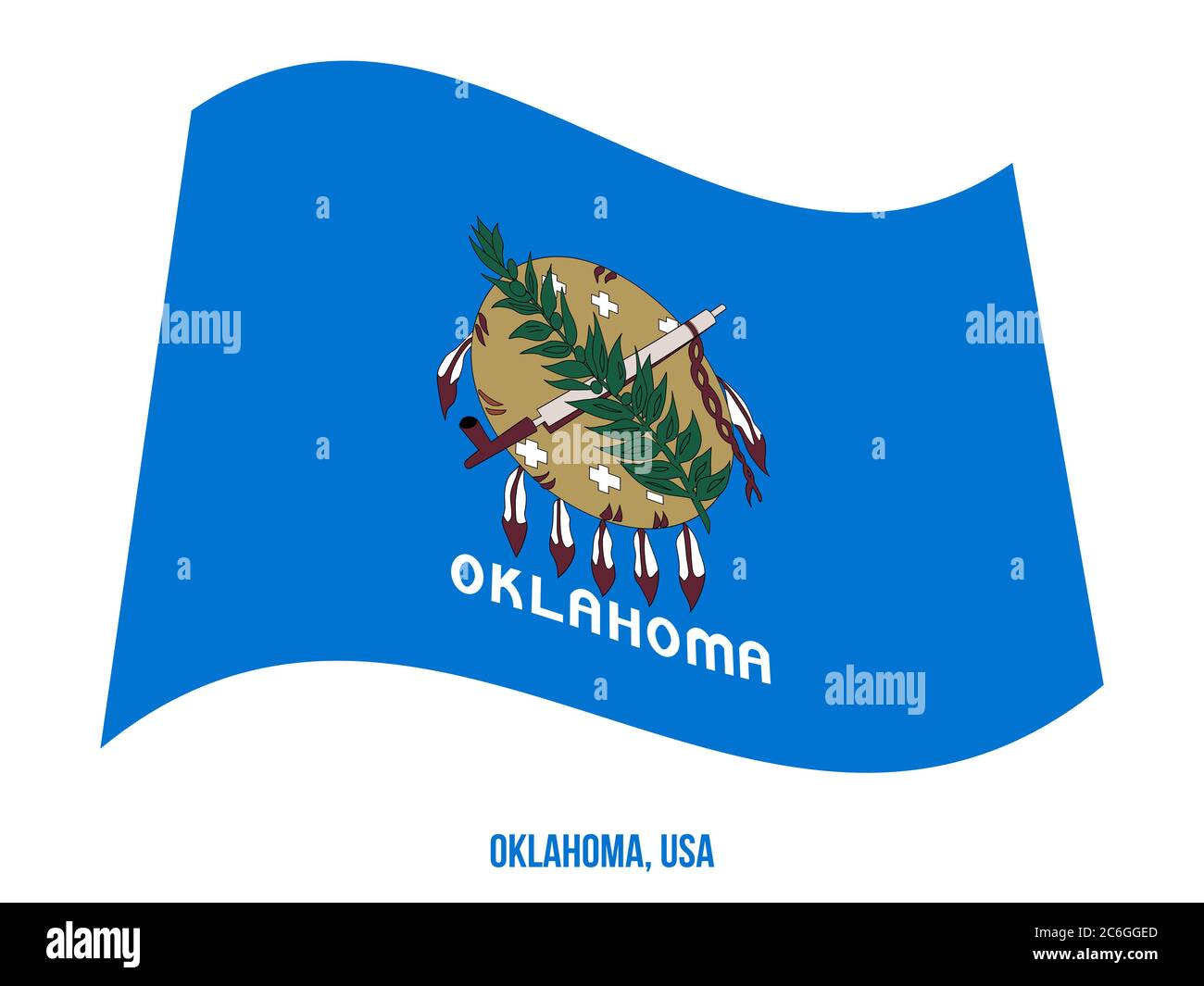 Oklahoma Flag Waving Vector Illustration on White Background. Flag of the United States of ...