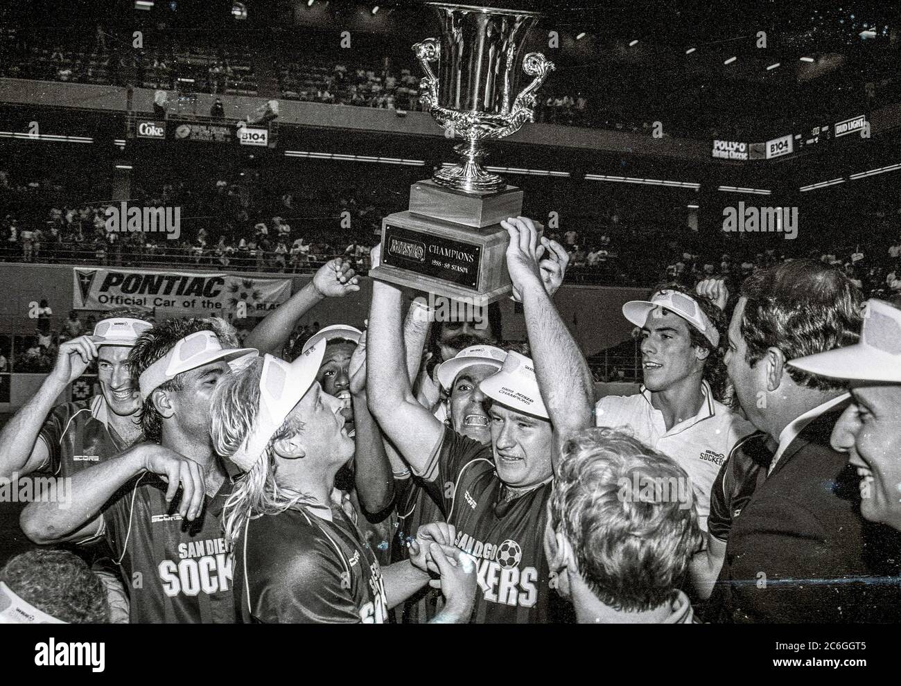 Old Time Champions. San Diego Sockers with the 1988 89 MISL Championship Trophy Stock Photo Alamy