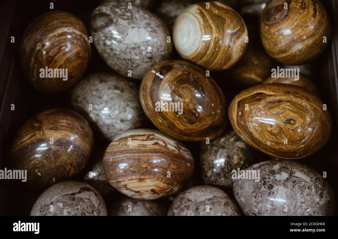 Bright Colorful marble eggs as natural mineral rock specimen Stock ...