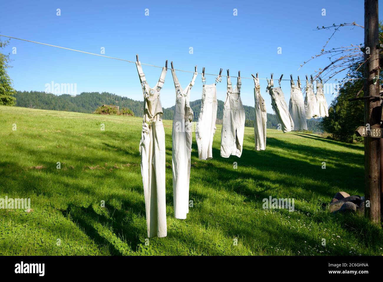 Old fashioned clothes line in hires stock photography and images Alamy