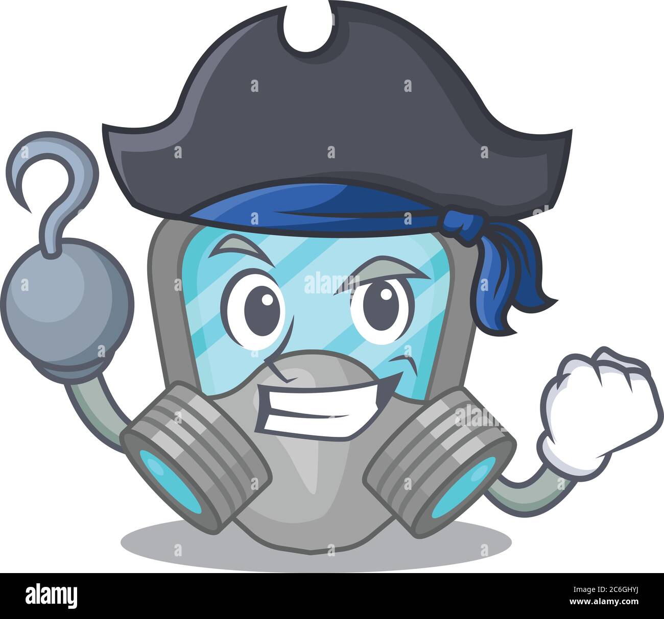 Respirator Mask Cartoon Design In A Pirate Character With One Hook Hand Stock Vector Image Art Alamy