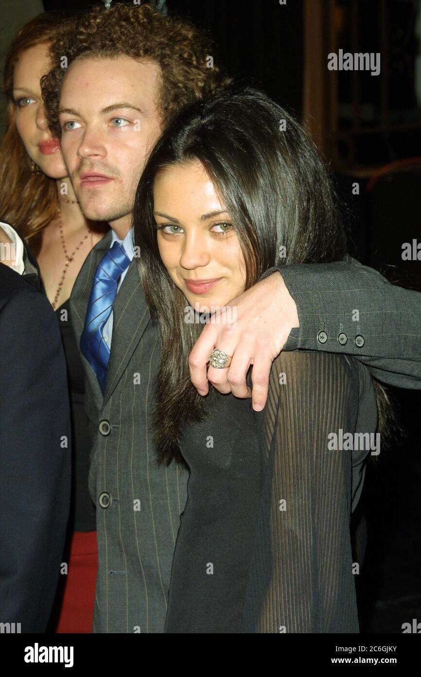 April 10, 2002, Hollywood, California, USA: DANNY MASTERSON and MILA KUNIS that 70s show celebrates its 100th episode with a party at Sunset Room. (Credit Image: © Nina Prommer/ZUMA Wire) Stock Photo