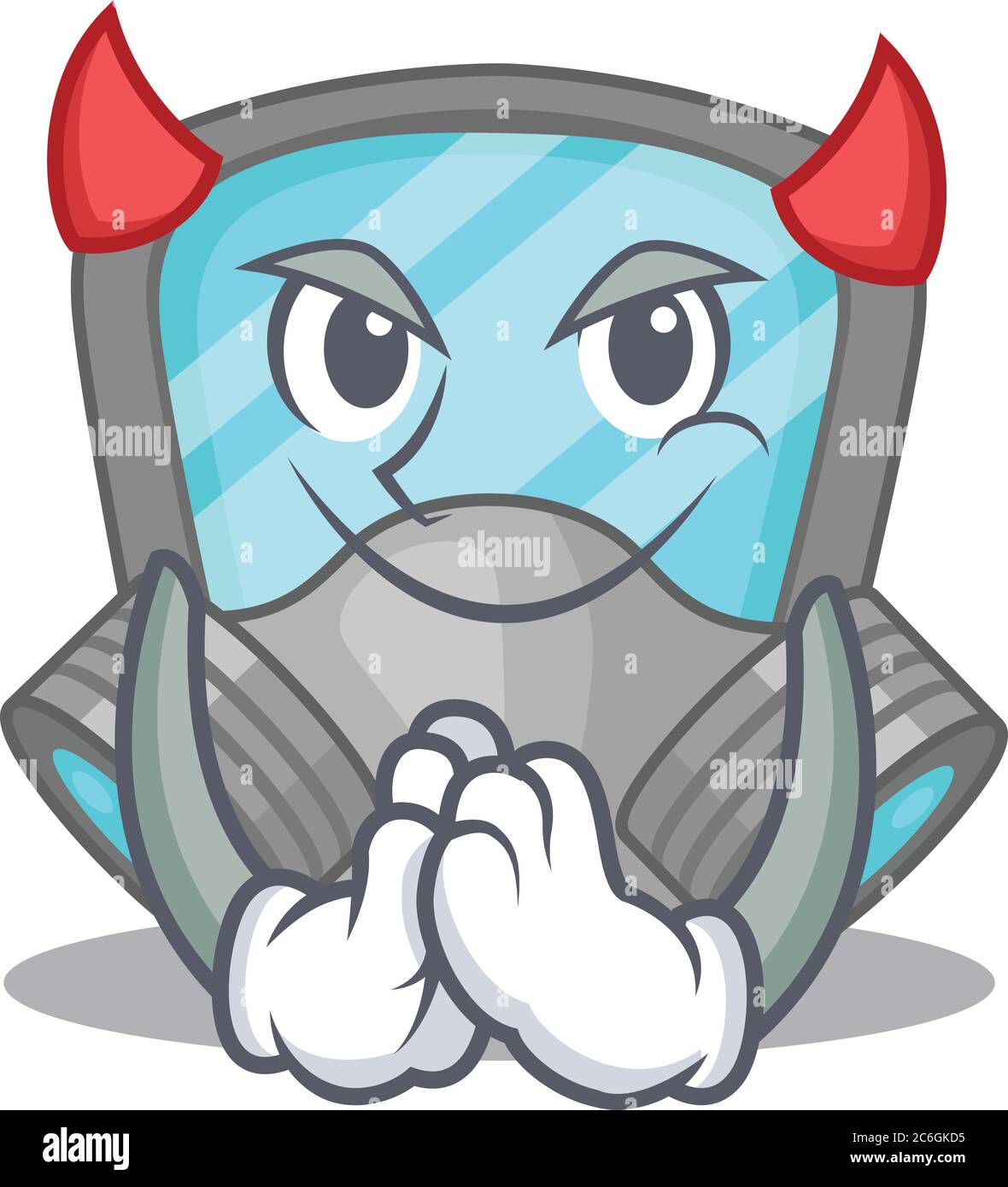 Respirator mask clothed as devil cartoon character design concept Stock