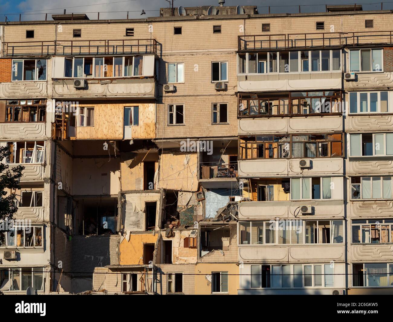 Apartments destroyed during the explosion of a ninestory building. On