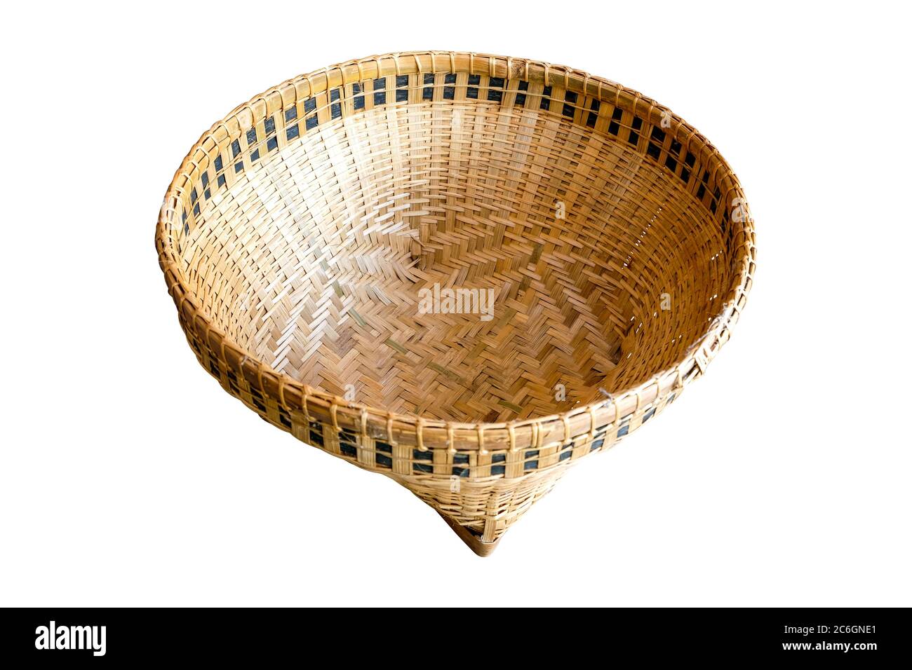Bamboo basket, isolated on white background Stock Photo