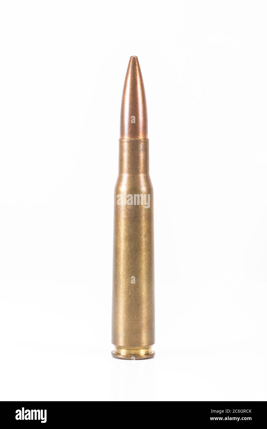 .50 caliber Round of Ammunition Stock Photo