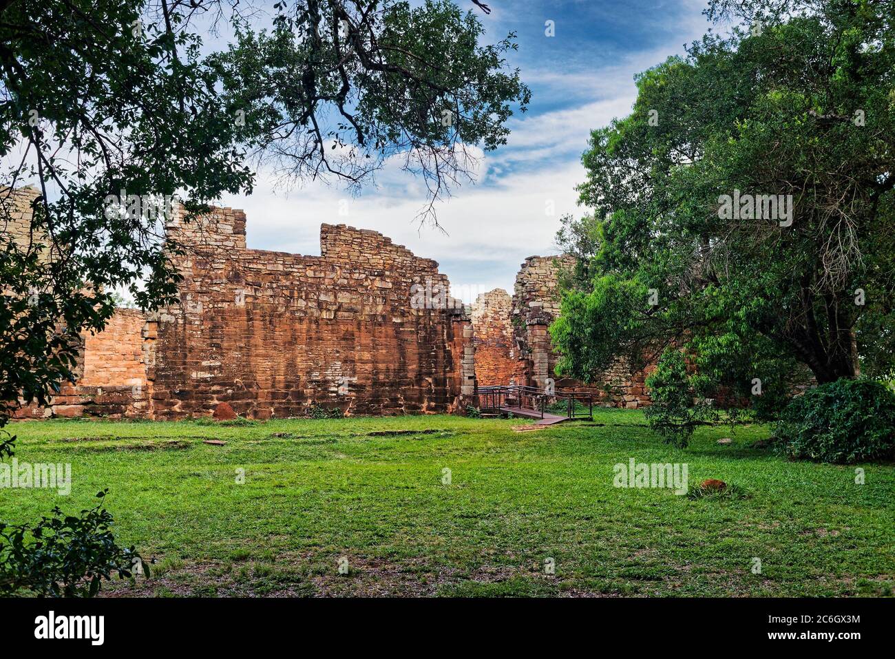 Ruins of the Jesuit reduction San Ignacio Mini of the Guaranisi, UNESCO World Heritage Site, Misiones, Argentina, South America Stock Photo
