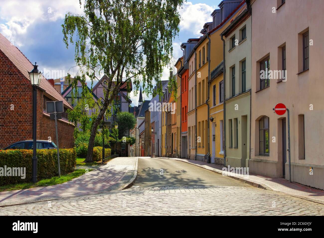 alley in the old town Wismar in northern Germany, houses Stock Photo