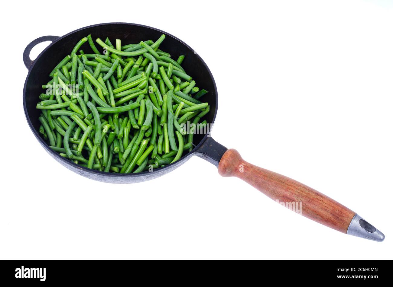 Green fresh green beans in frying pan Stock Photo Alamy