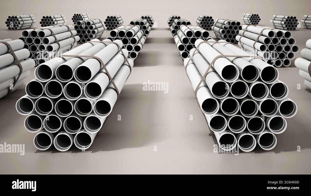 Stacks of PVC water tubes. 3D illustration Stock Photo Alamy
