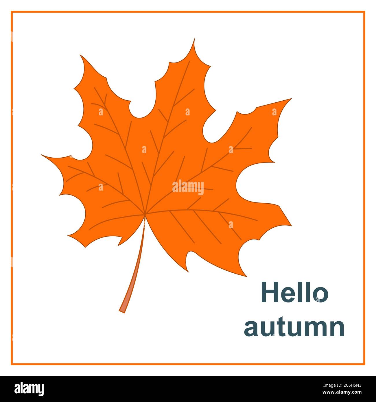 Vector greeting card hello autumn with orange muple leaf Stock Vector ...