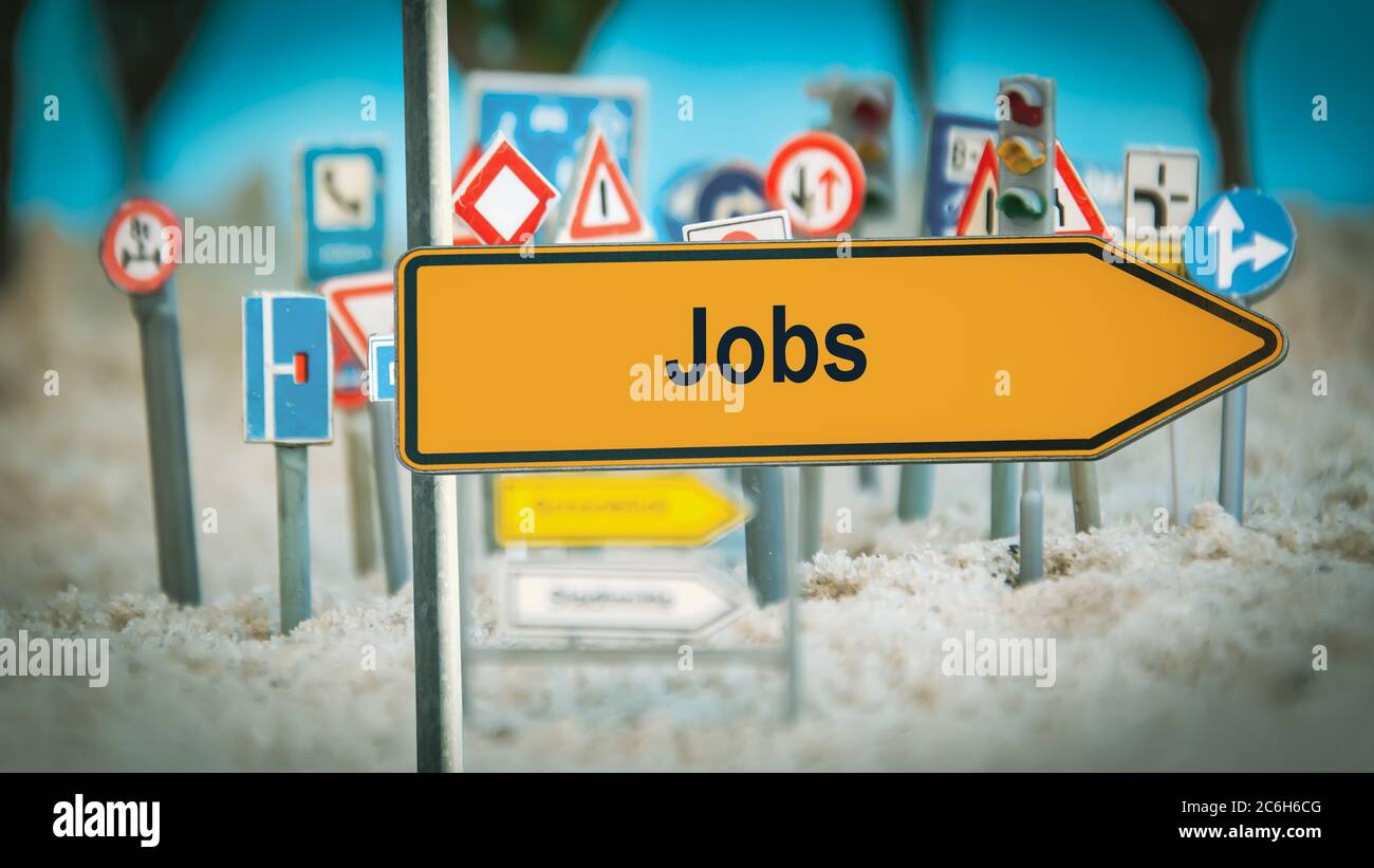 Street Sign the Direction Way to Jobs Stock Photo - Alamy