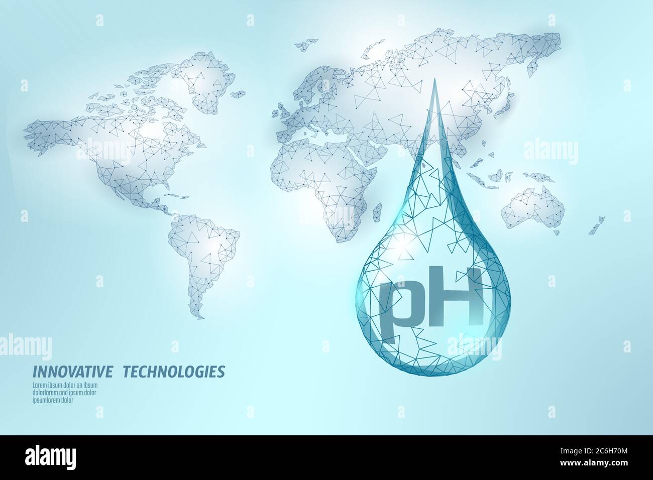 Water pH laboratory analysis chemistry science technology. World map
