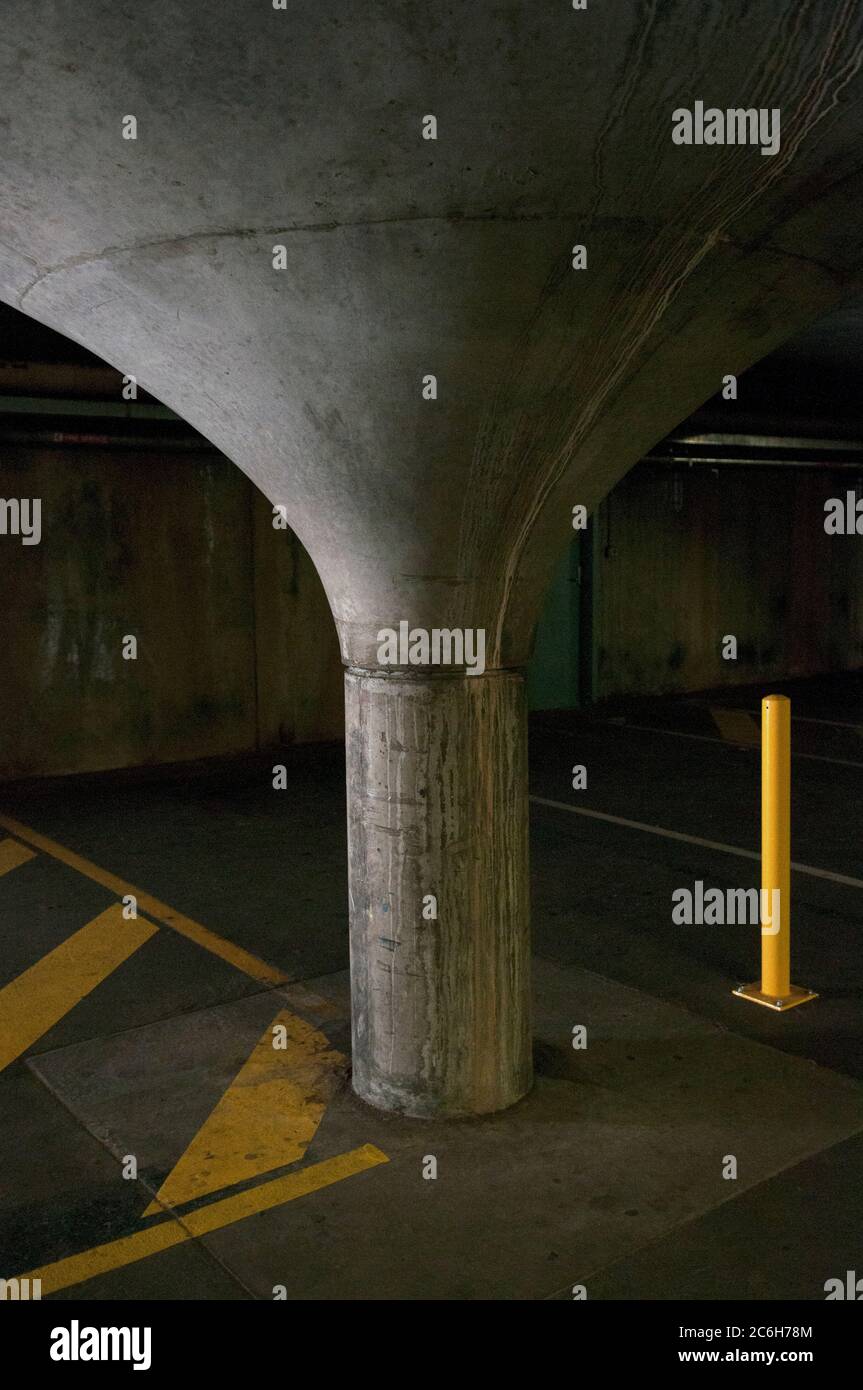 A Concrete Supporting Column In A Carpark Stock Photo