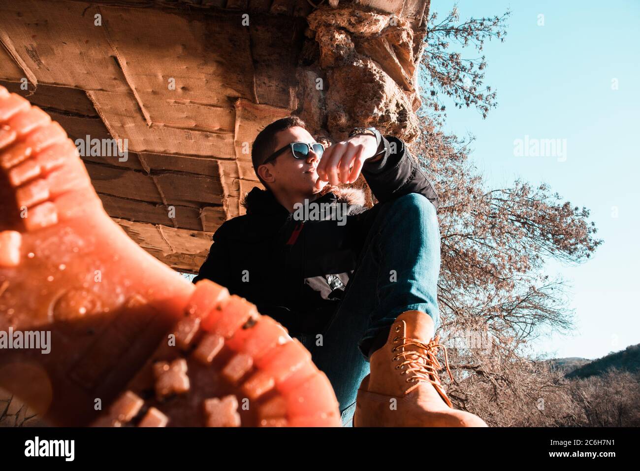 Male posing wearing winter jacket hi-res stock photography and images ...