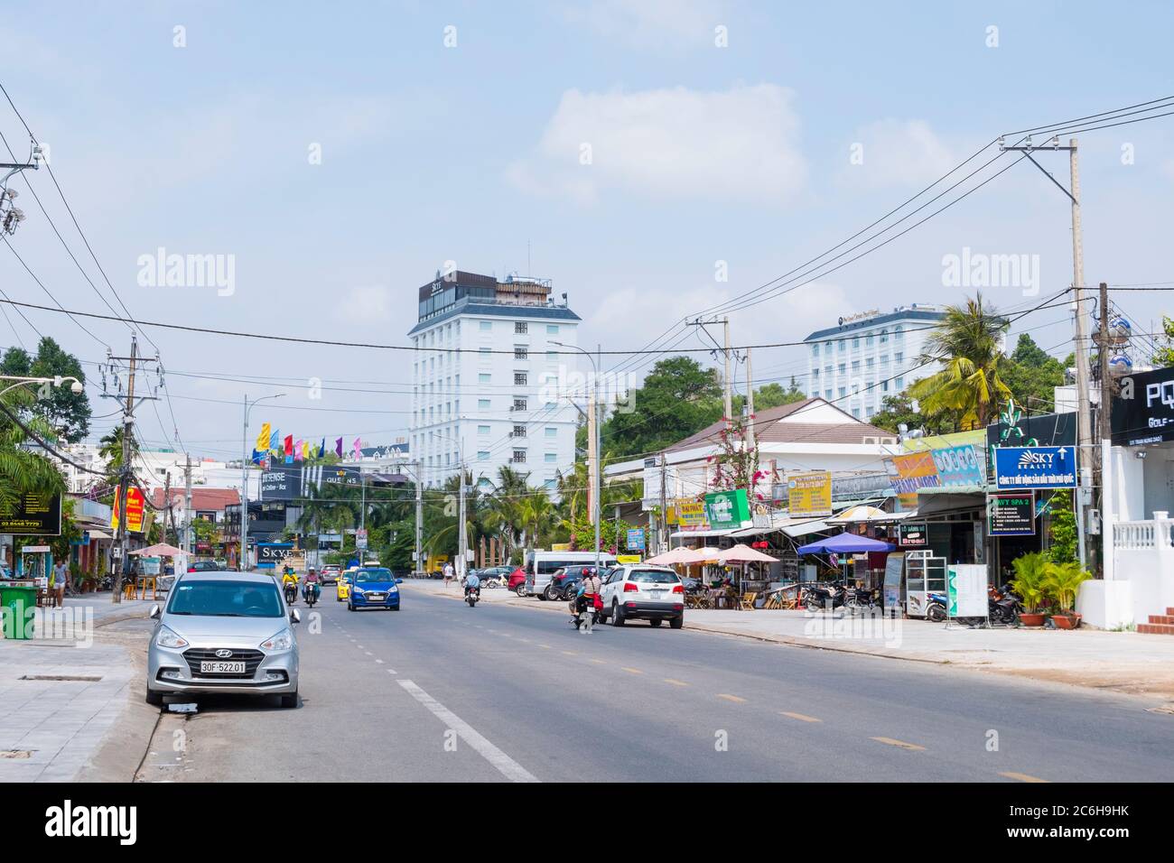 Duong Tran Hung Dao, main street, at Long Beach, Duong Dong, Phu Quoc island, Vietnam, Asia Stock Photo