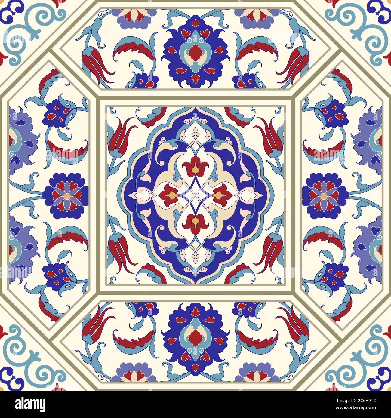 Colorful ethnic patterned background. Arabesque vector ornament Stock Vector