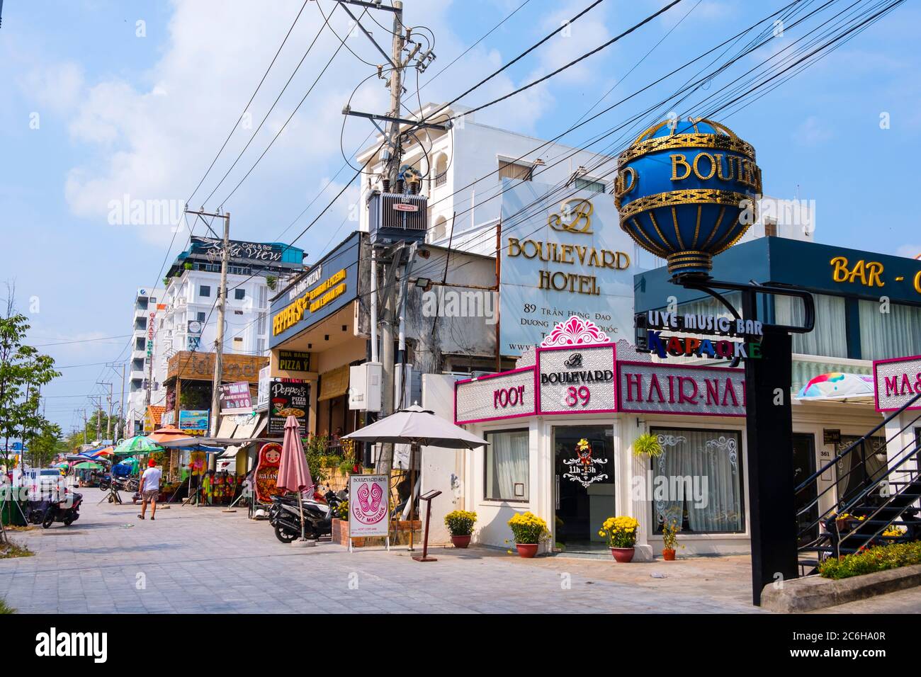 Duong Tran Hung Dao, main street, Duong Dong, Phu Quoc island, Vietnam, Asia Stock Photo