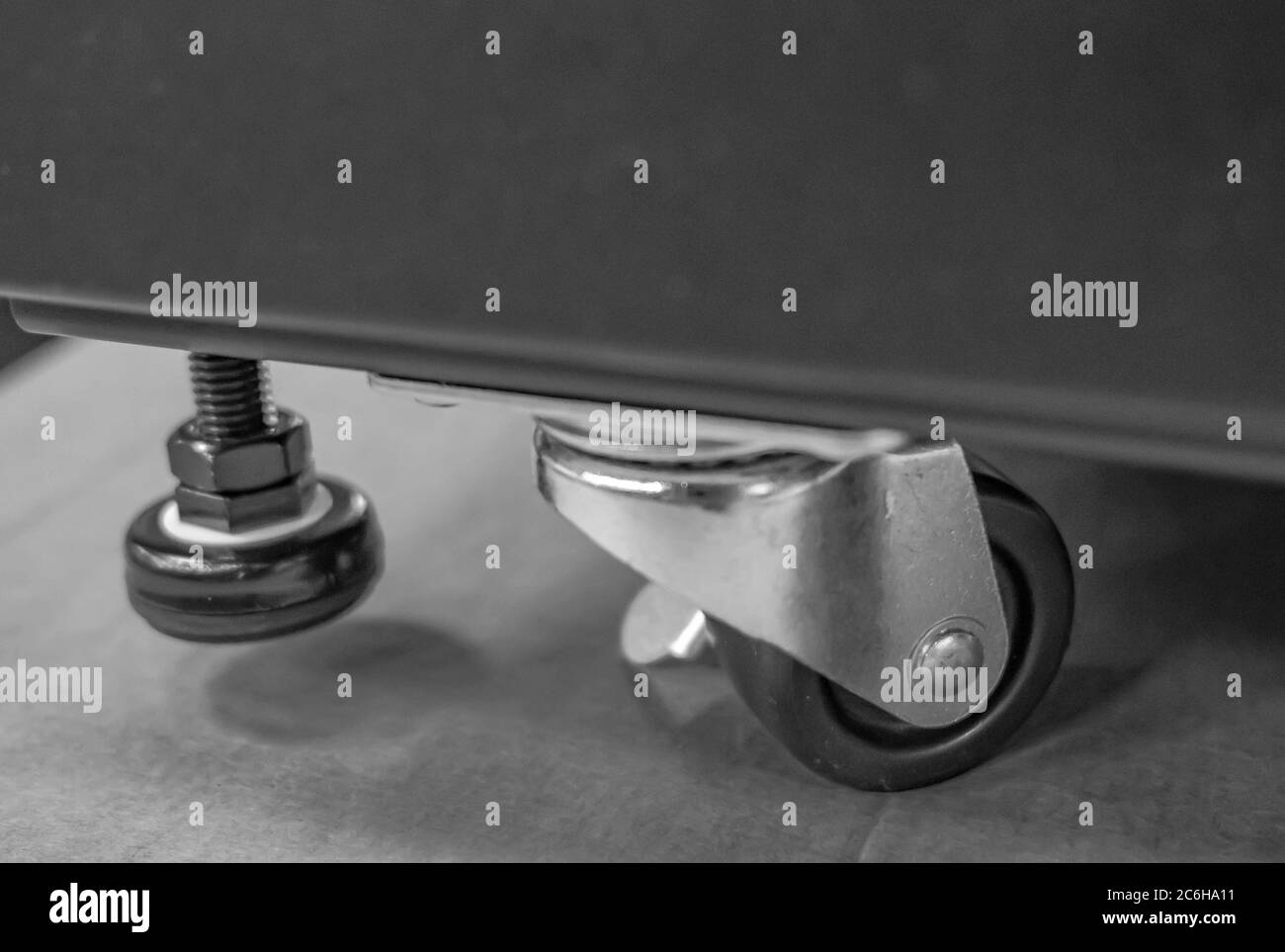 Newly installed castor wheels located on a server cabinet Stock Photo ...