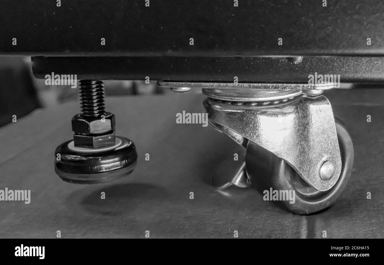 Newly installed castor wheels located on a server cabinet Stock Photo ...