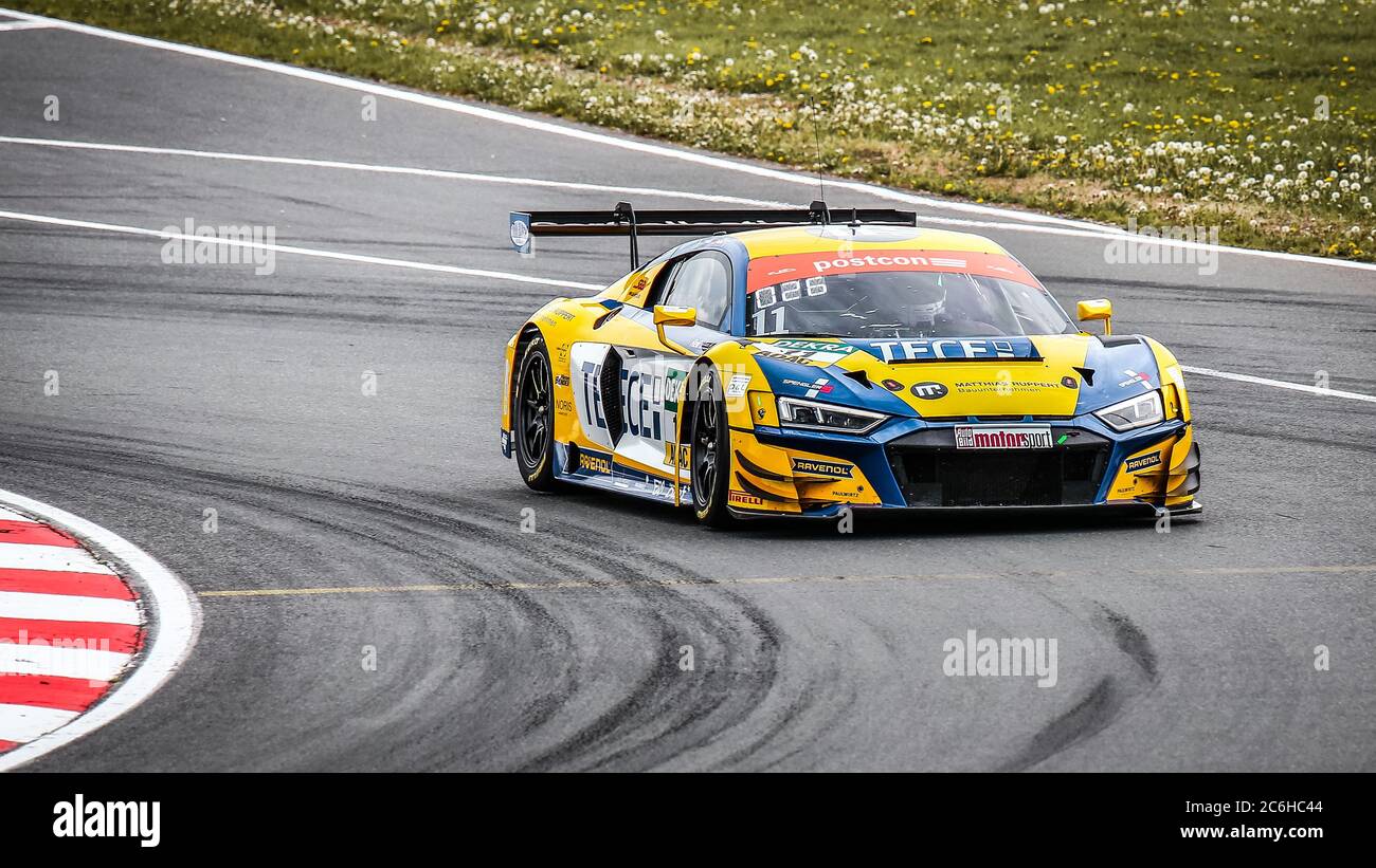 Oschersleben, Germany, April 27, 2019: racing driver Elia Erhart driving the Audi R8 LMS by EFP Car Collection by TECE during GT MASTERS Stock Photo